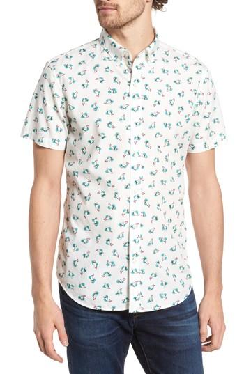 Men's Bonobos Slim Fit Print Short Sleeve Sport Shirt L - White