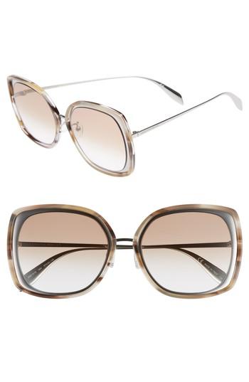 Women's Alexander Mcqueen 57mm Square Sunglasses - Light Ruthenium