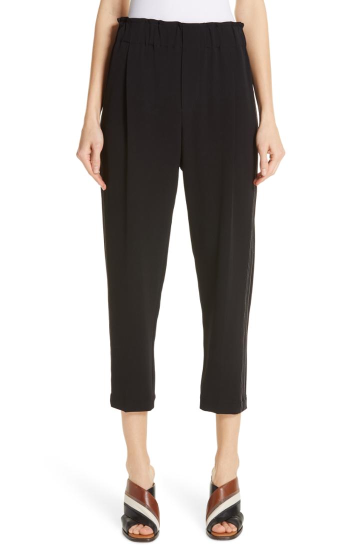 Women's Brunello Cucinelli Monili Track Stripe Crop Pants Us / 36 It - Black