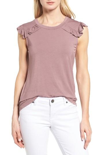 Women's Bobeau Ruffle Detail Top - Purple