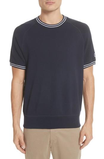 Men's Todd Snyder + Champion Stripe Rib Short Sleeve Sweatshirt - Blue