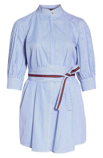 Women's 1901 Stripe Tie Waist Shirtdress (similar To 14w) - Blue