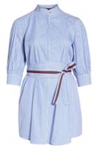 Women's 1901 Stripe Tie Waist Shirtdress (similar To 14w) - Blue