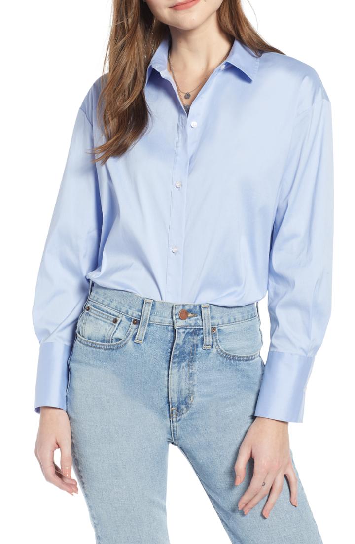 Women's Something Navy Oversize Shirt, Size - Blue