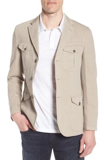 Men's Bugatchi Cotton & Linen Safari Blazer R - Beige