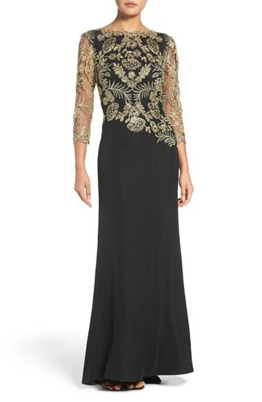 Women's Tadashi Shoji Embroidered Woven Gown