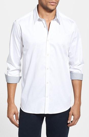Men's Ted Baker London 'plancuf' Modern Slim Fit Stretch Sport Shirt (m) - White