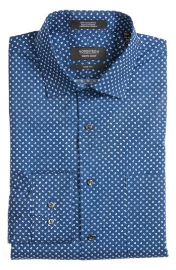Men's Nordstrom Men's Shop Trim Fit Paisley Dress Shirt .5 34/35 - Blue