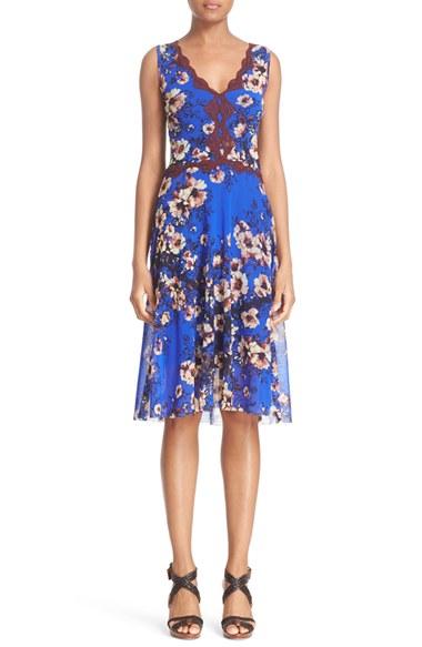Women's Fuzzi Lace Trim Tulle A-line Dress