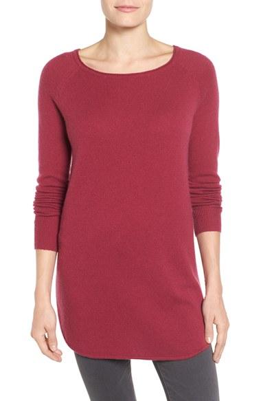 Women's Halogen Shirttail Wool & Cashmere Boatneck Tunic