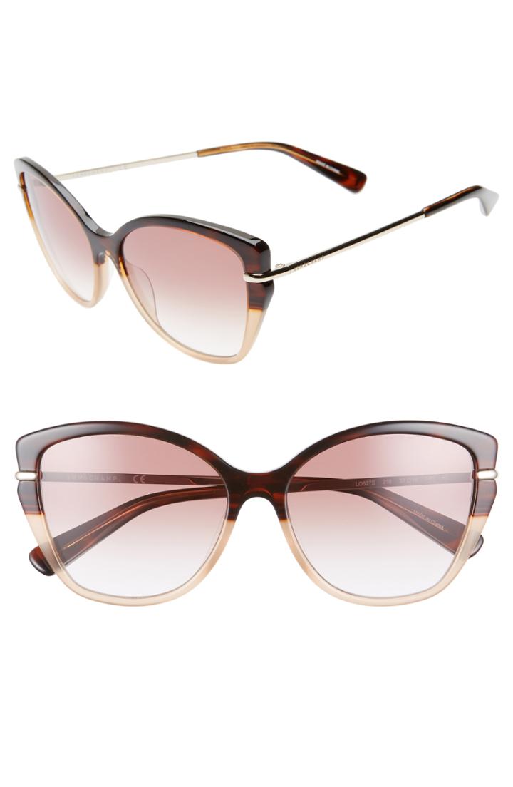 Women's Longchamp Heritage 57mm Butterfly Sunglasses - Havana Honey