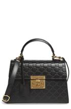 Gucci Small Padlock Top Handle Signature Leather Bag -