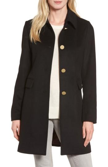Women's Tahari Sophia Wool A-line Coat - Black