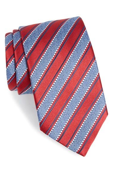 Men's Ermenegildo Zegna Stripe Silk Tie, Size - Red