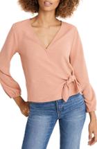 Women's Madewell Texture & Thread Crepe Wrap Top, Size - Pink