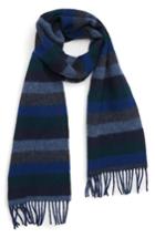 Men's Barbour Seaton Stripe Wool Scarf, Size - Blue