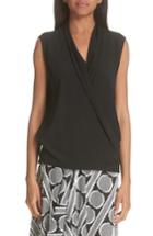 Women's Zero + Maria Cornejo Surplice Stretch Silk Blouse - Black