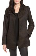 Women's Eileen Fisher Silk Blend Jacquard Jacket, Size - Black