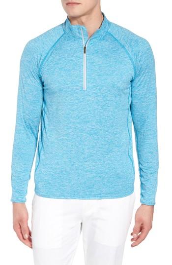 Men's Peter Millar Sydney Performance Half Zip Pullover, Size - Blue