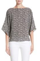 Women's Michael Kors Floral Silk Blouse - Black