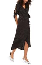 Women's Topshop Jacquard Wrap Midi Dress Us (fits Like 0) - Black