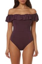 Women's Bleu By Rod Beattie Off The Shoulder One-piece Swimsuit - Purple
