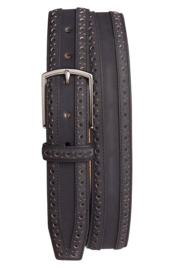 Men's Cole Haan Brogue Nubuck Leather Belt