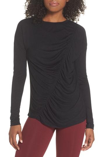 Women's Zella So Graceful Ruched Tee, Size - Black