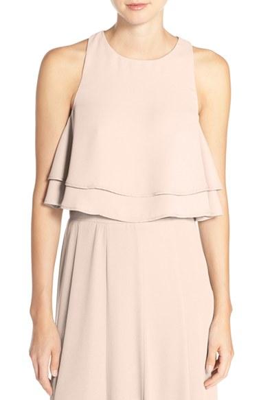 Women's Show Me Your Mumu 'king' Tiered Chiffon Crop Top - Beige