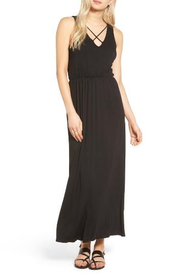 Women's Lush Cross Front Maxi Dress - Black