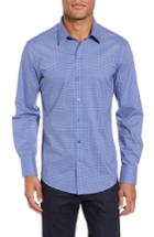 Men's Zachary Prell Ramon Slim Fit Mini Check Sport Shirt, Size - Blue