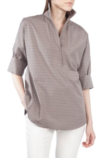 Women's Akris Punto Eyelet Embroidered Kimono Blouse - Beige