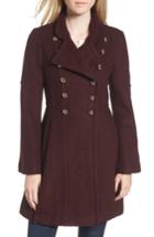 Women's Guess Double Breasted Fit & Flare Coat - Red