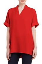 Women's Lafayette 148 New York 'josie' Silk Blouse - Red