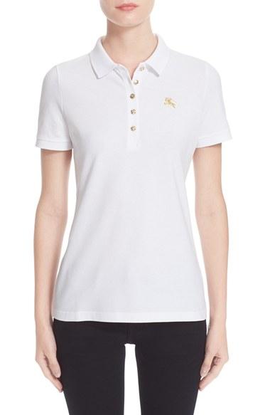 Women's Burberry Cotton Pique Polo - White