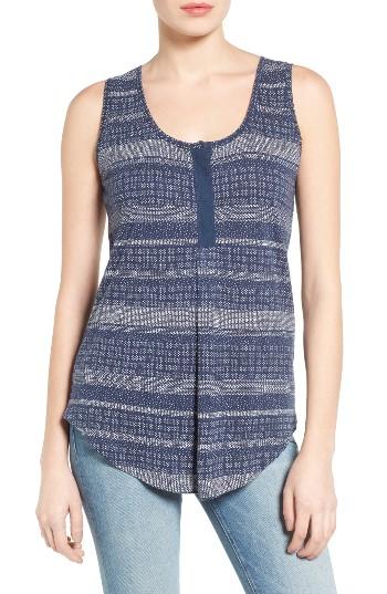 Women's Caslon Linen Blend Henley Tank - Blue