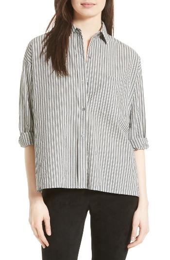 Women's Vince Stripe Boxy Shirt - Grey