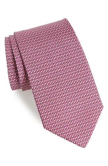 Men's Salvatore Ferragamo Fina Print Silk Tie, Size - Pink