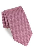 Men's Salvatore Ferragamo Fina Print Silk Tie, Size - Pink