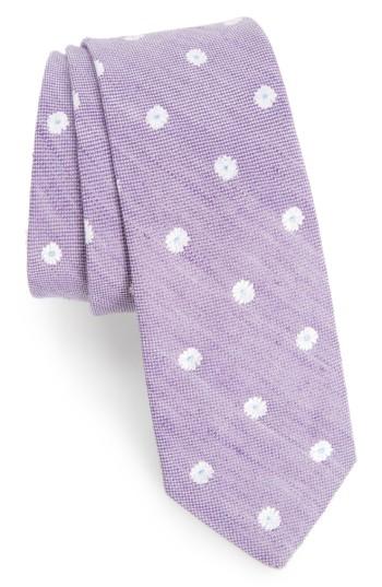 Men's Nordstrom Men's Shop Hogard Floral Linen & Silk Skinny Tie, Size - Purple