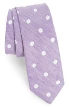 Men's Nordstrom Men's Shop Hogard Floral Linen & Silk Skinny Tie, Size - Purple