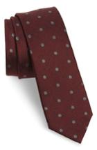 Men's The Tie Bar Dotted Hitch Silk & Wool Skinny Tie, Size - Burgundy