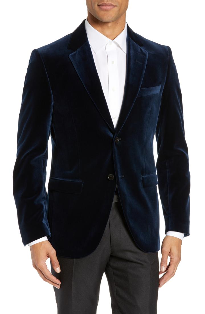 Men's Tiger Of Sweden Jamonte Stretch Velvet Blazer Us / 46 Eu R - Blue