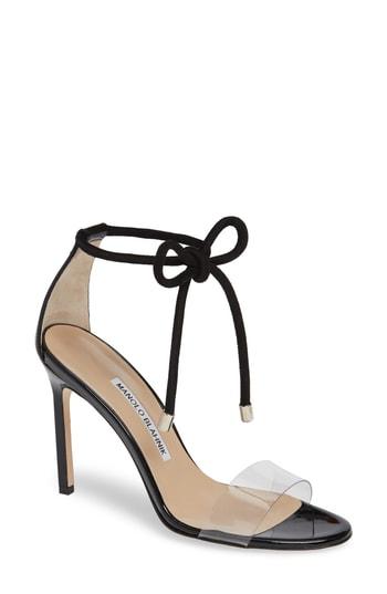 Women's Manolo Blahnik Estro Ankle Tie Sandal Us / 38eu - Black