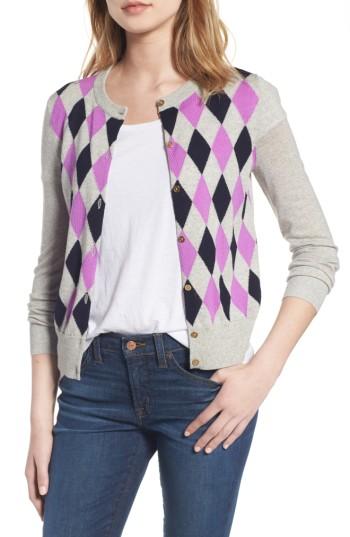 Women's J.crew Jackie Merino Wool Argyle Cardigan, Size - Blue