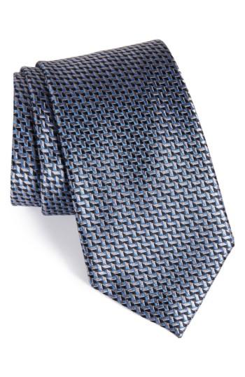 Men's Nordstrom Men's Shop Geometric Silk Tie, Size X-long - Grey