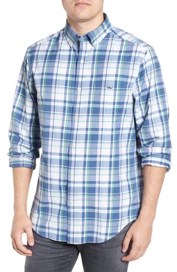Men's Vineyard Vines Otter Rock Regular Fit Plaid Sport Shirt - Green