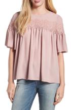 Women's Lucky Brand Lace Trim Blouse - Pink
