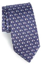 Men's Salvatore Ferragamo Erede Elephant Print Silk Tie, Size - Blue