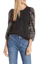 Women's La Vie Rebecca Taylor Lisette Contrast Sleeve Top - Black